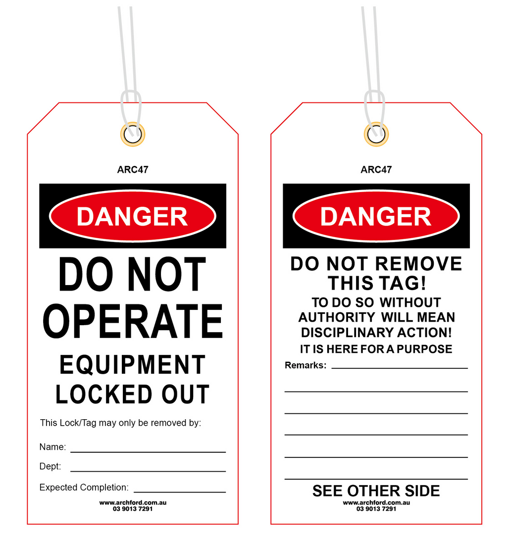 Equipment Locked Out Tag