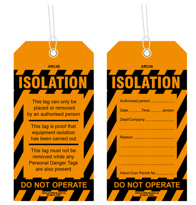 Isolation Safety Tag
